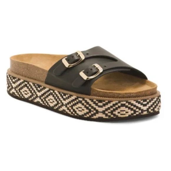 FREE PEOPLE CARAVELLE PLATFORM SLIDE SANDALS IN BLACK BUCKLE - Picture 4 of 11